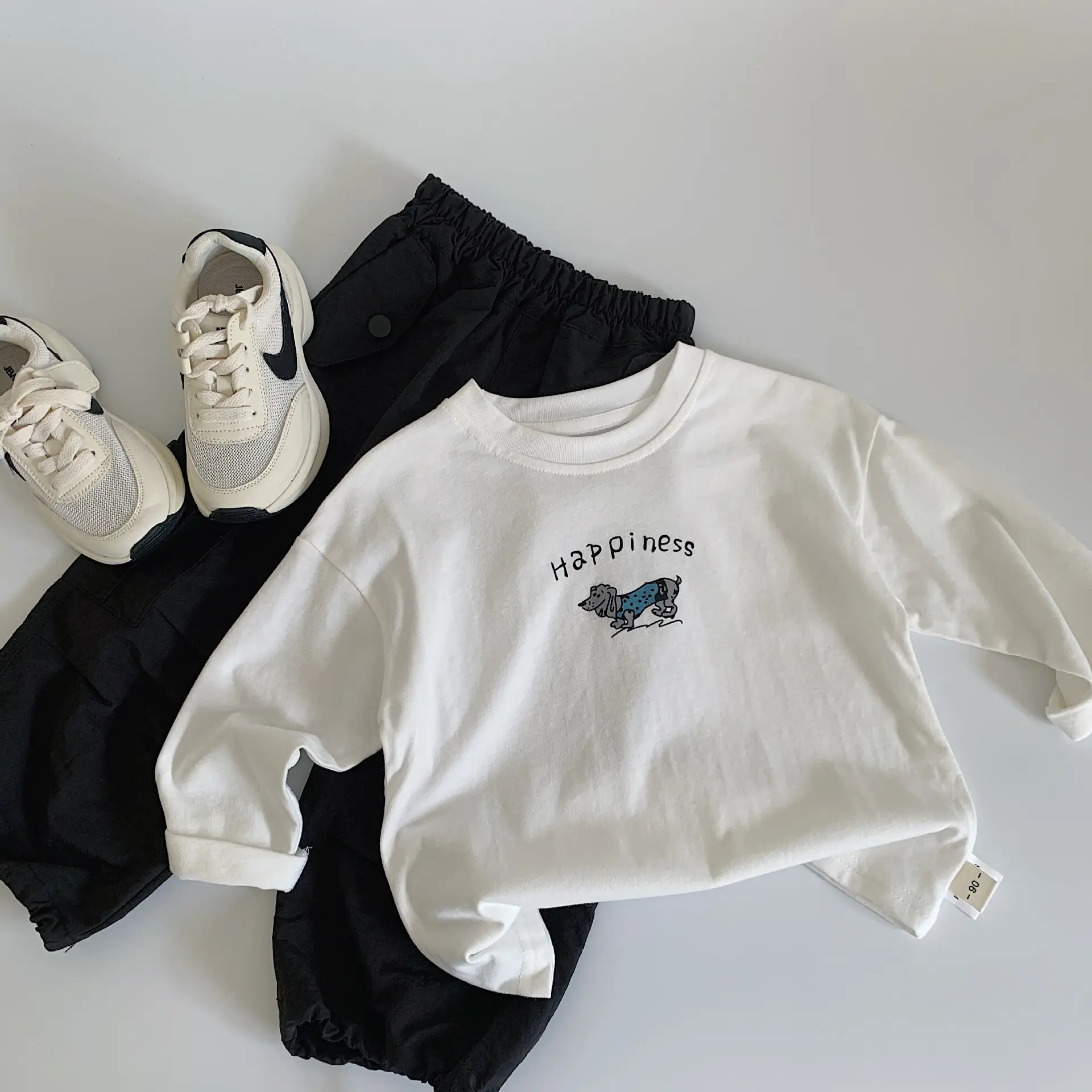 Mai Bao Kids Cotton T-Shirt White Long Sleeve 2026 - Image 5