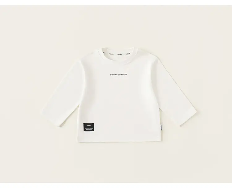 Kids Round Neck T-Shirt Brown White Long Sleeve Baby Top — feature 19