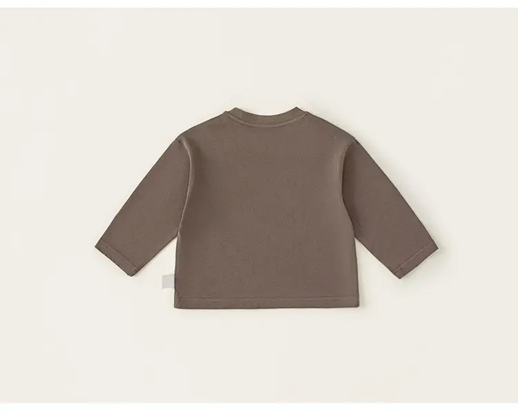 Kids Round Neck T-Shirt Brown White Long Sleeve Baby Top — feature 20