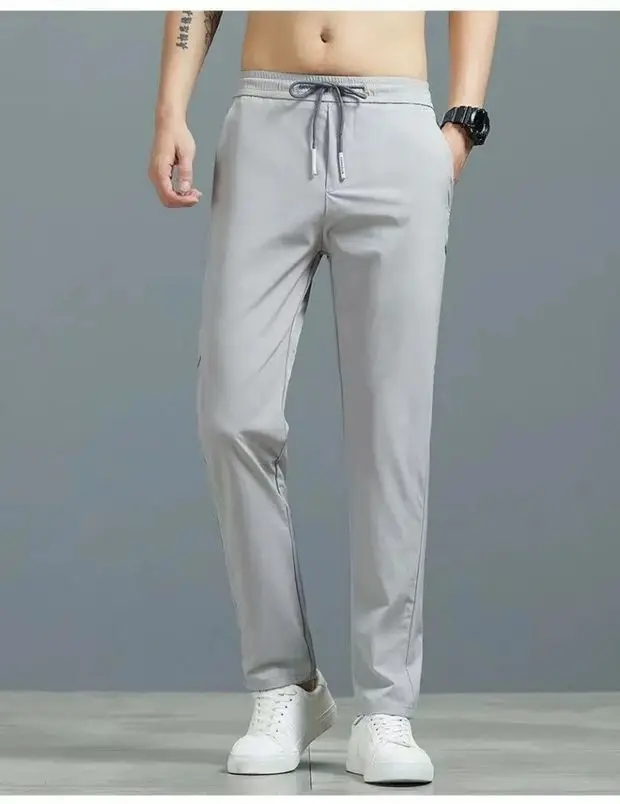 Men Grey Elastic Waist Sports Pants 2-Pack — feature 12
