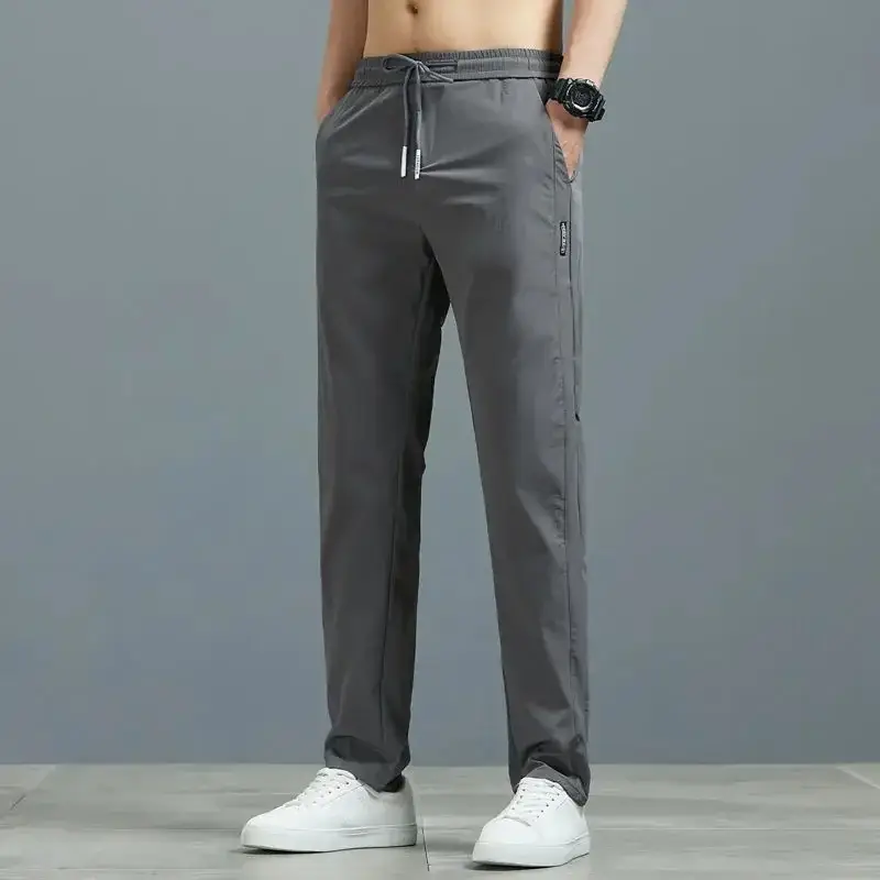 Men Grey Elastic Waist Sports Pants 2-Pack - Image 50