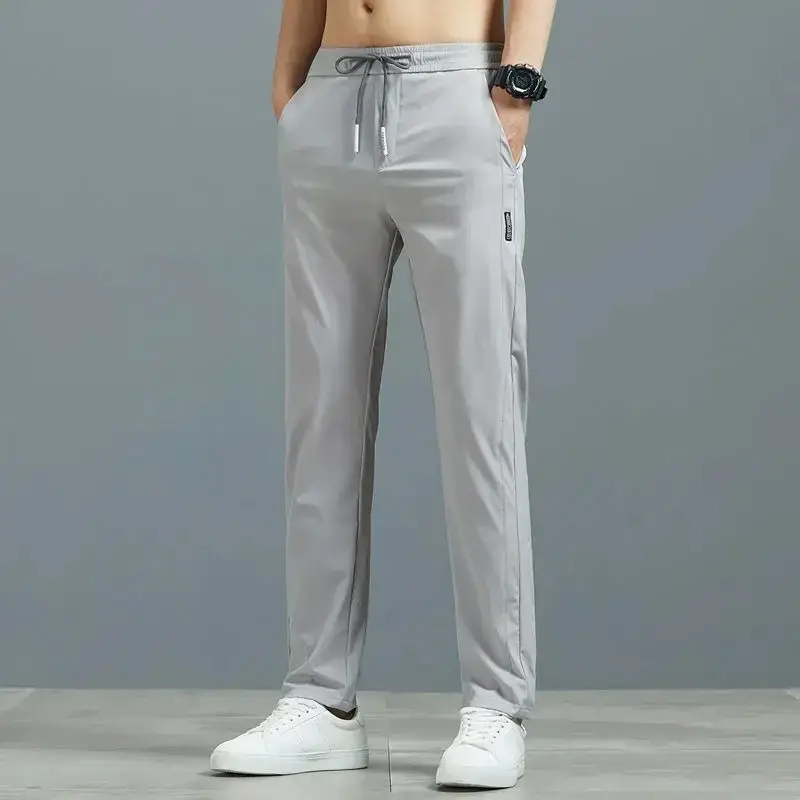 Men Grey Elastic Waist Sports Pants 2-Pack - Image 62