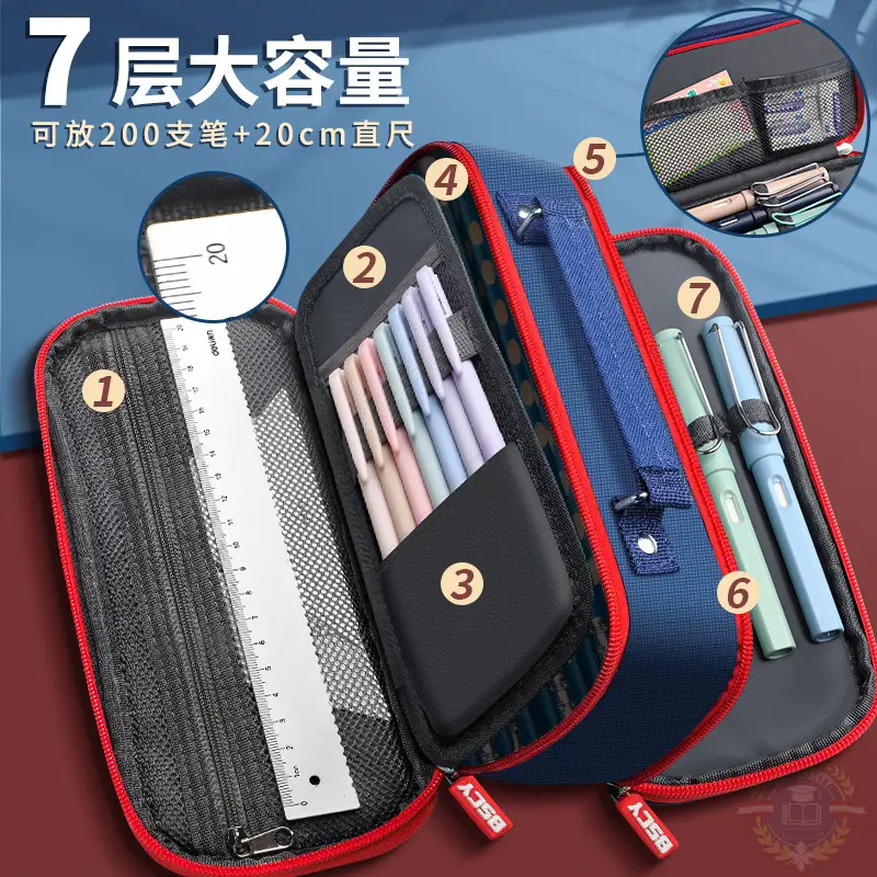 British Style Pencil Case Large Capacity for Boys and Elementary School Students Stationery Case for Girls Stationery Bag Storage French Canvas First Grade