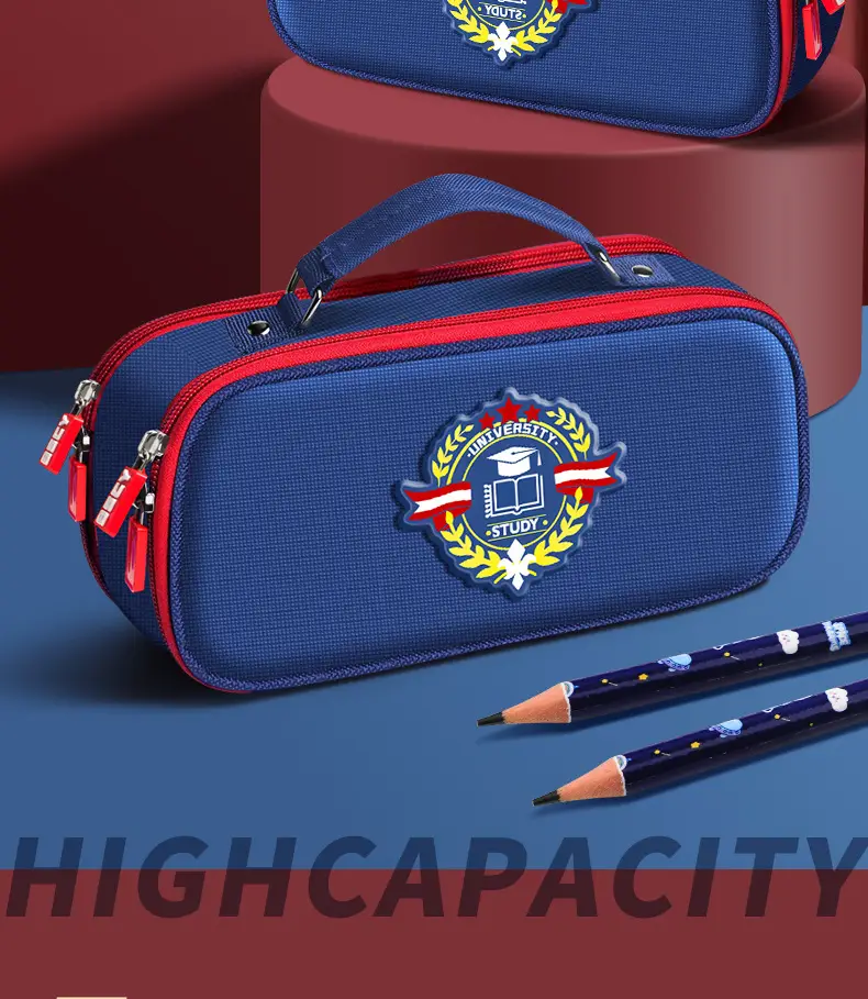 British Style Pencil Case Large Capacity for Boys and Elementary School Students Stationery Case for Girls Stationery Bag Storage French Canvas First Grade — feature 2