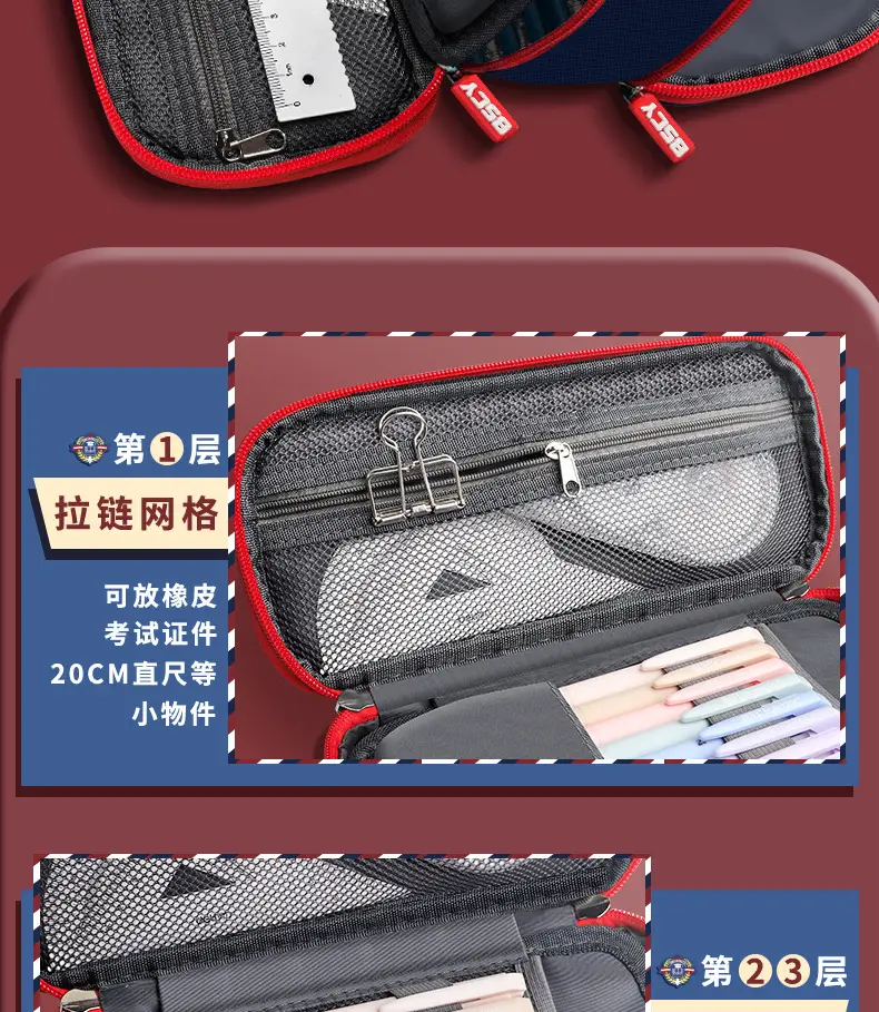 British Style Pencil Case Large Capacity for Boys and Elementary School Students Stationery Case for Girls Stationery Bag Storage French Canvas First Grade — feature 4