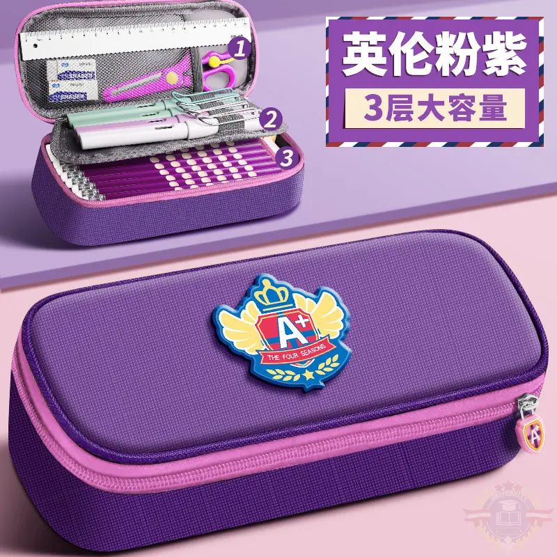 British Style Pencil Case Large Capacity for Boys and Elementary School Students Stationery Case for Girls Stationery Bag Storage French Canvas First Grade