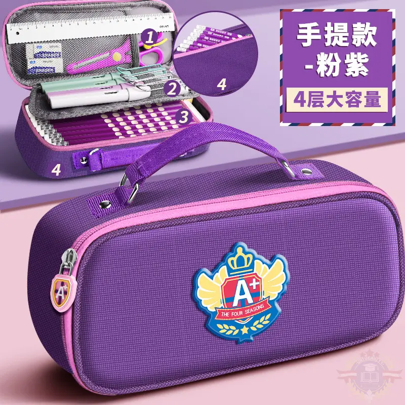 British Style Pencil Case Large Capacity for Boys and Elementary School Students Stationery Case for Girls Stationery Bag Storage French Canvas First Grade