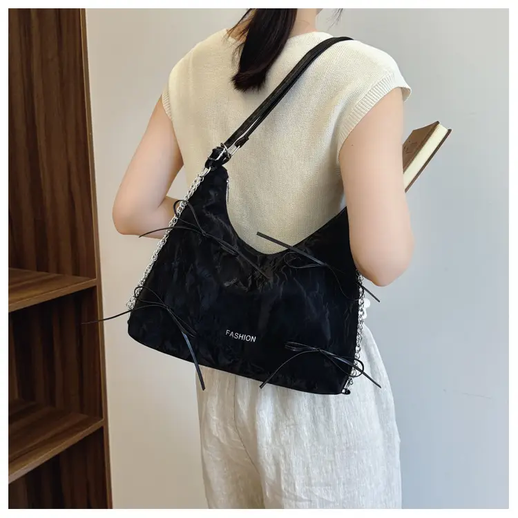 Women's Cream Chain Strap Tote Bag Large Capacity Travel Backpack — feature 14