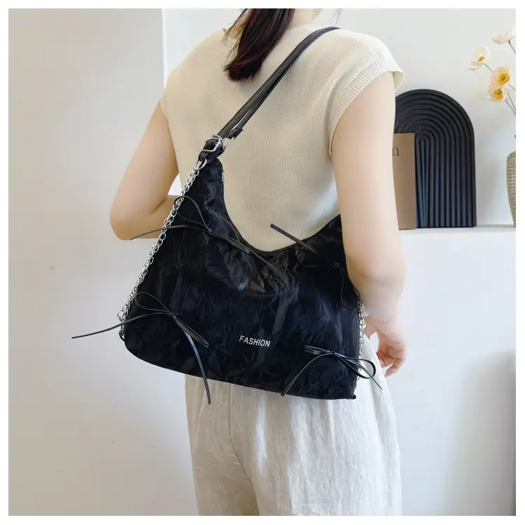 Women's Cream Chain Strap Tote Bag Large Capacity Travel Backpack — feature 15