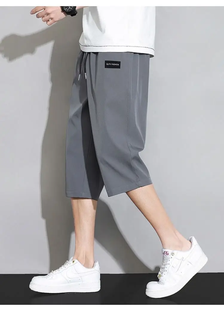 Men Grey Capri Shorts Ice Silk Summer Casual Wear — feature 12
