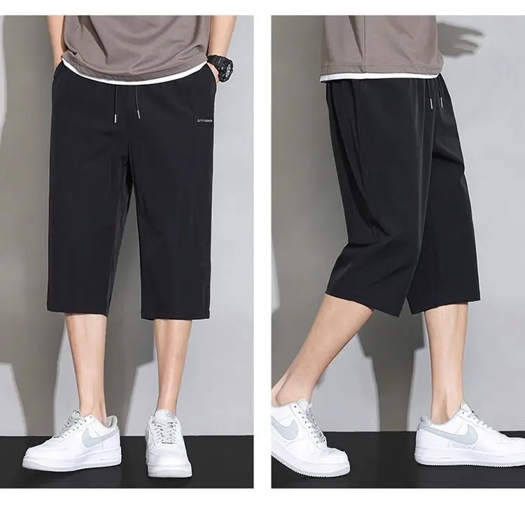 Men Grey Capri Shorts Ice Silk Summer Casual Wear — feature 7