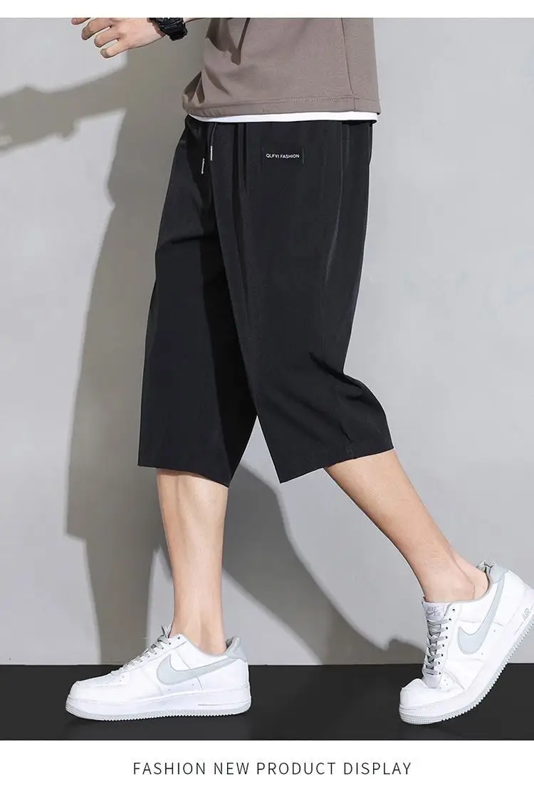 Men Grey Capri Shorts Ice Silk Summer Casual Wear — feature 8