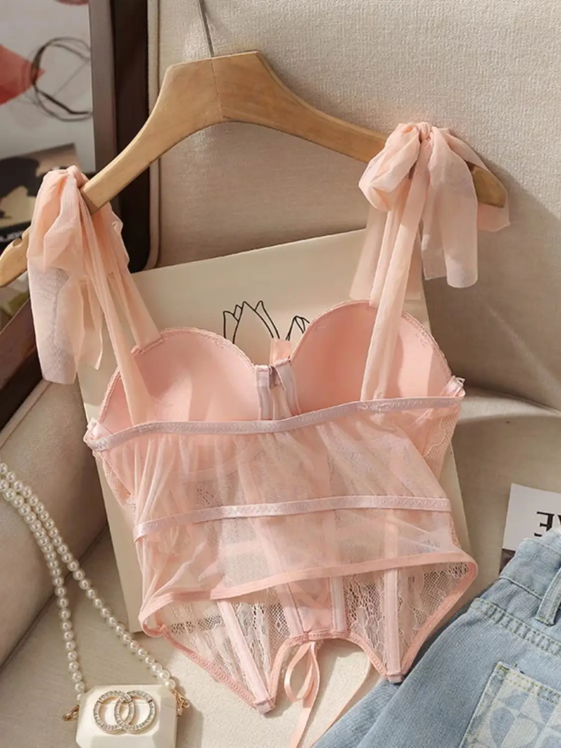 Black Lace Strap Bra Vest Women Summer Thin Inner Vest — feature 17