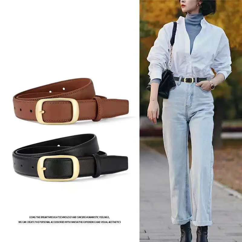 Women's Leather Belt with High-end Denim Jeans - Image 6
