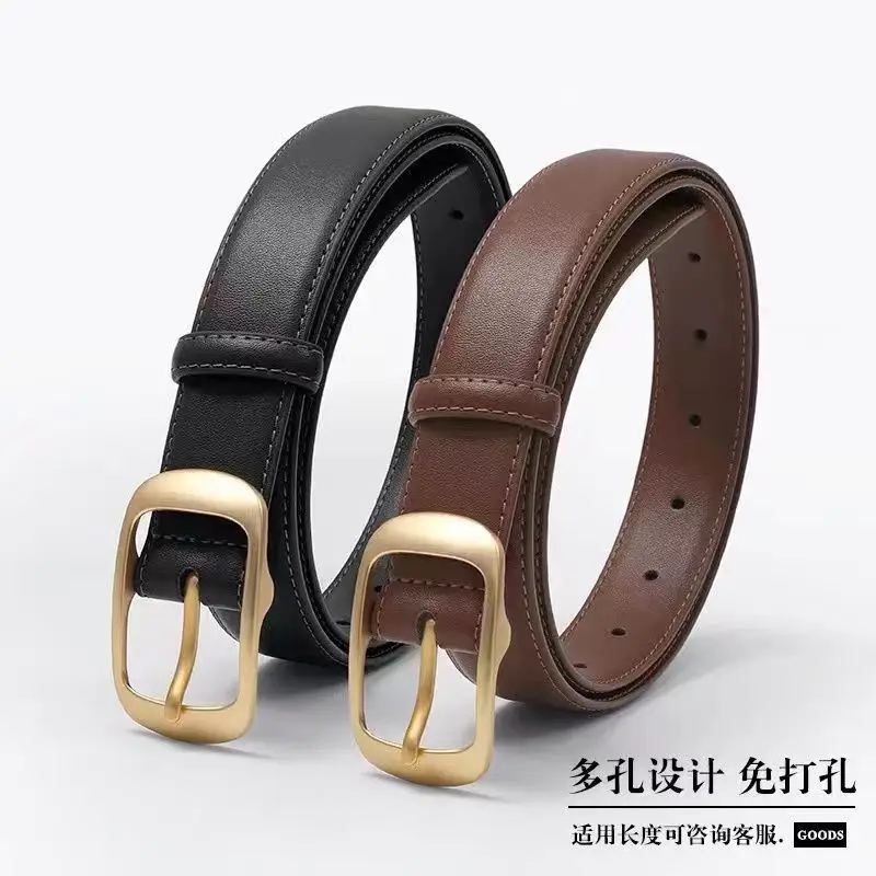 Women's Leather Belt with High-end Denim Jeans - Image 8