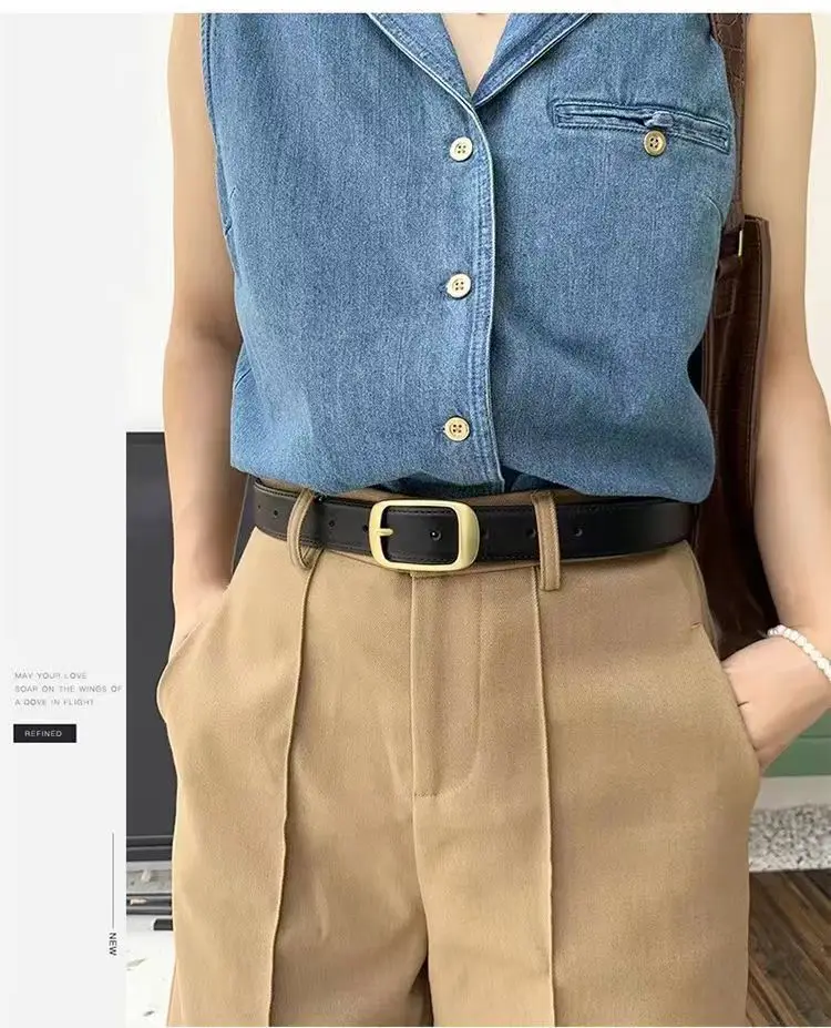 Women's Leather Belt with High-end Denim Jeans — feature 18