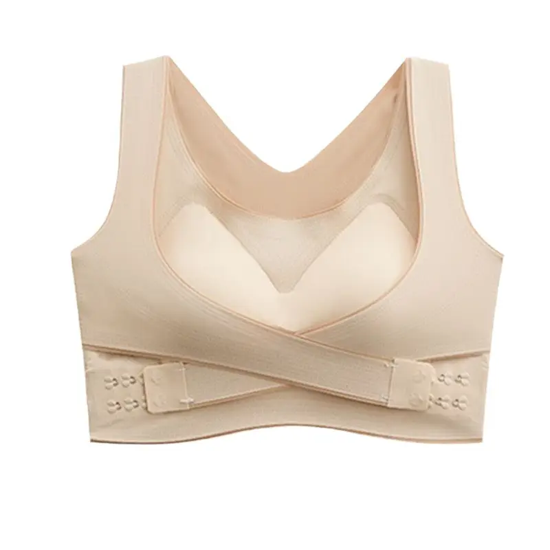 Foreign Luxury genuine goods Cross Buckle Seamless Underwear Women's Large Chest Small Chest Push-up Shaping Breathable Beautiful Back Sports Bra