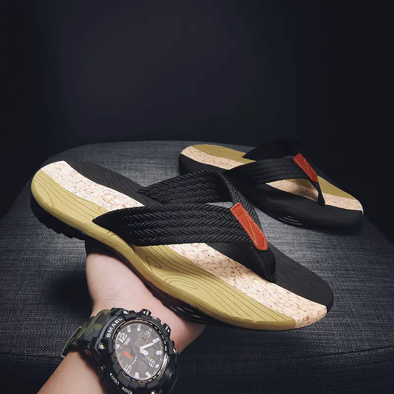 Men Red Black Summer Flip Flops with Non-Slip Soles - Image 10