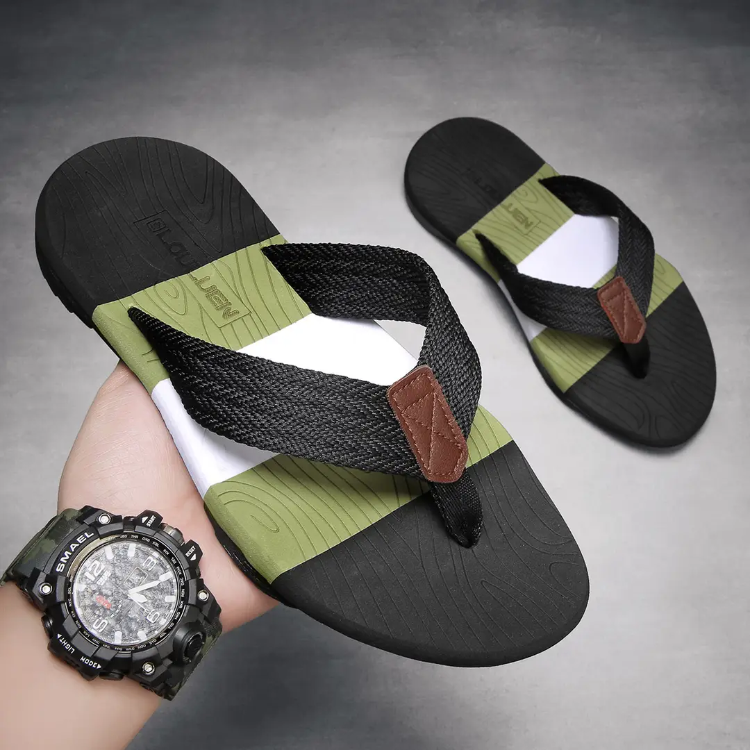 Men Red Black Summer Flip Flops with Non-Slip Soles - Image 11