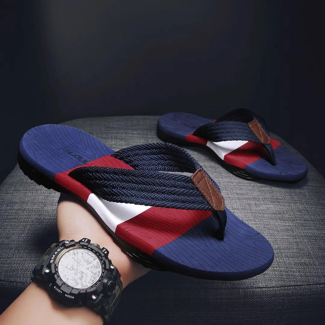 Men Red Black Summer Flip Flops with Non-Slip Soles - Image 12