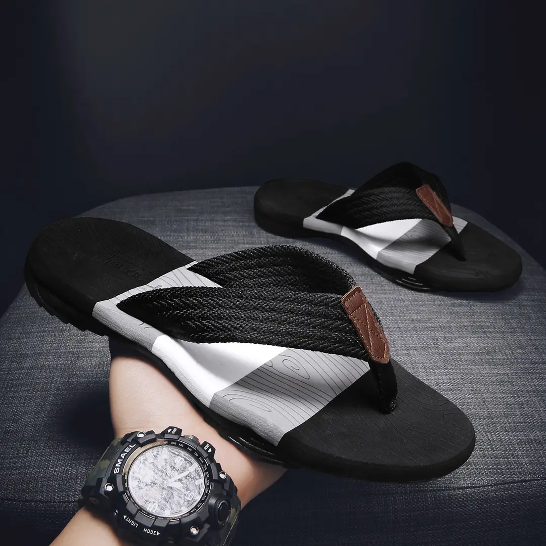 Men Red Black Summer Flip Flops with Non-Slip Soles - Image 13
