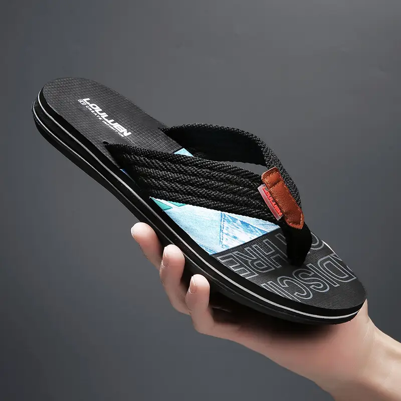 Men Red Black Summer Flip Flops with Non-Slip Soles - Image 7