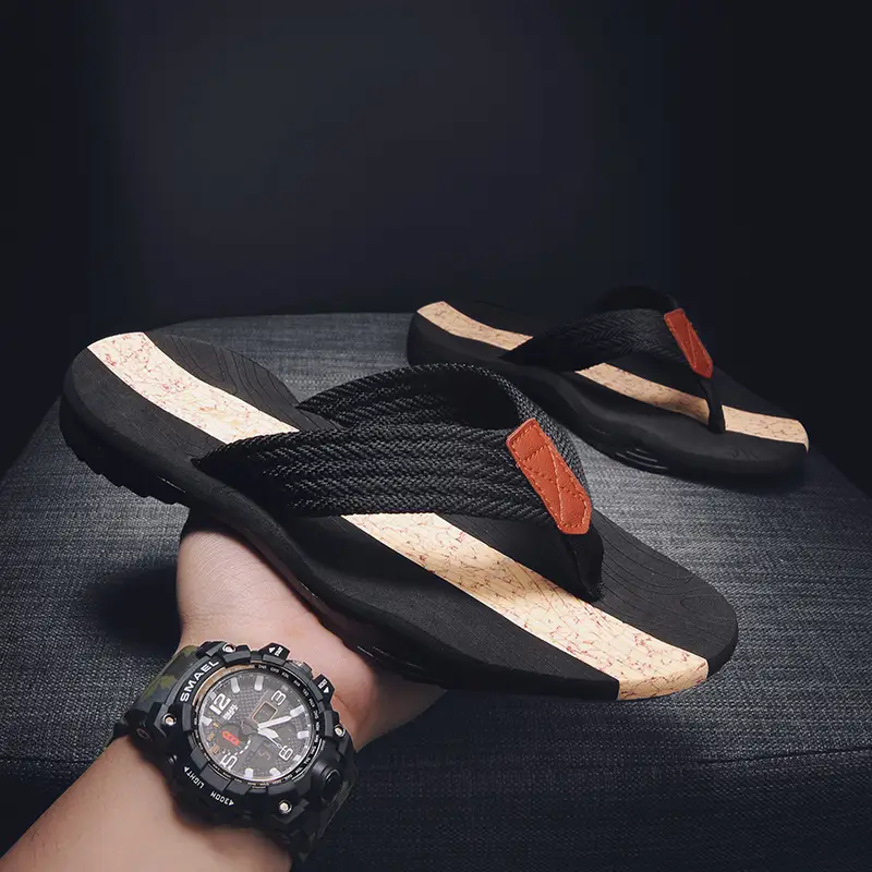 Men Red Black Summer Flip Flops with Non-Slip Soles - Image 8
