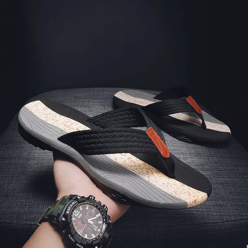Men Red Black Summer Flip Flops with Non-Slip Soles - Image 9
