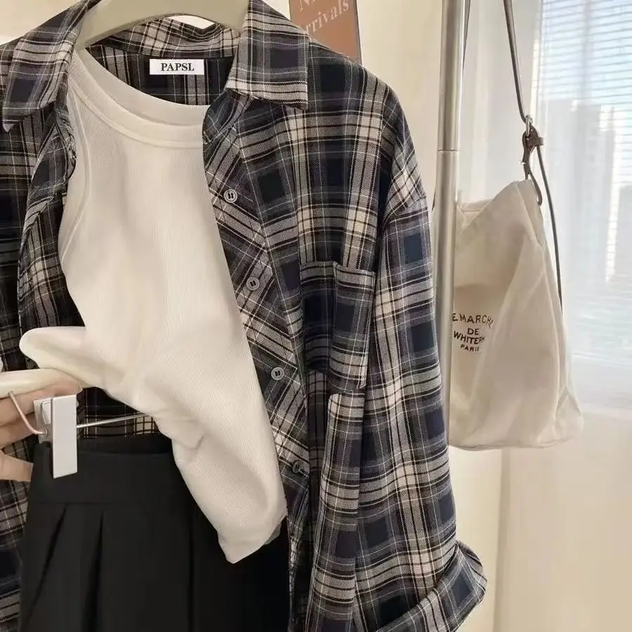 Men Plaid Long Sleeve Shirt Loose Cleanfit 2024 — feature 1
