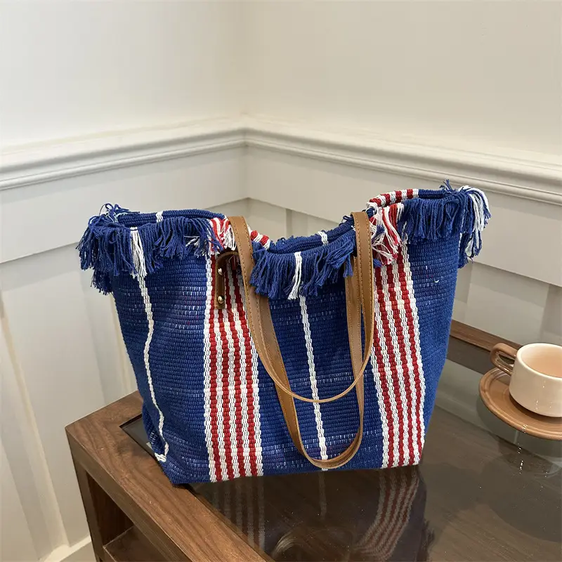 Korean Style Large Capacity Green Checkered Tote Bag for Women - Image 6