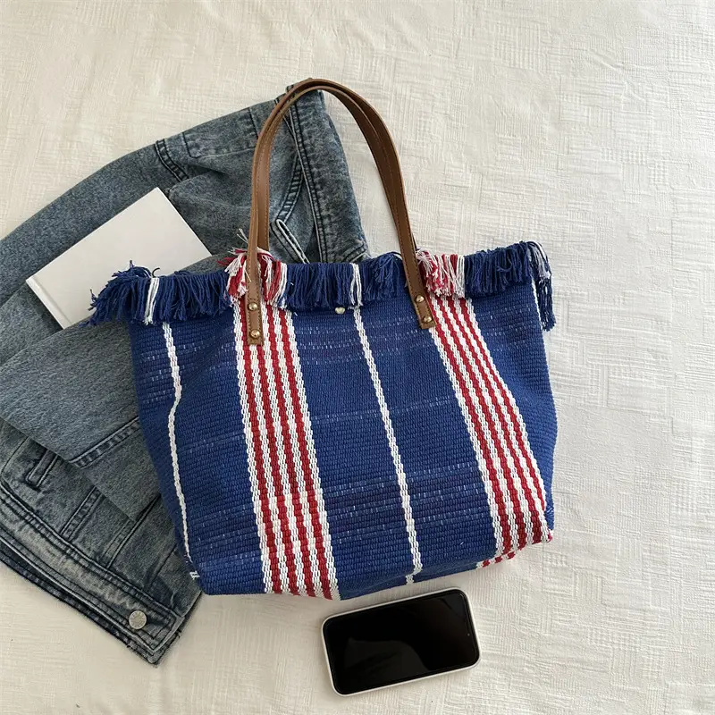 Korean Style Large Capacity Green Checkered Tote Bag for Women - Image 7