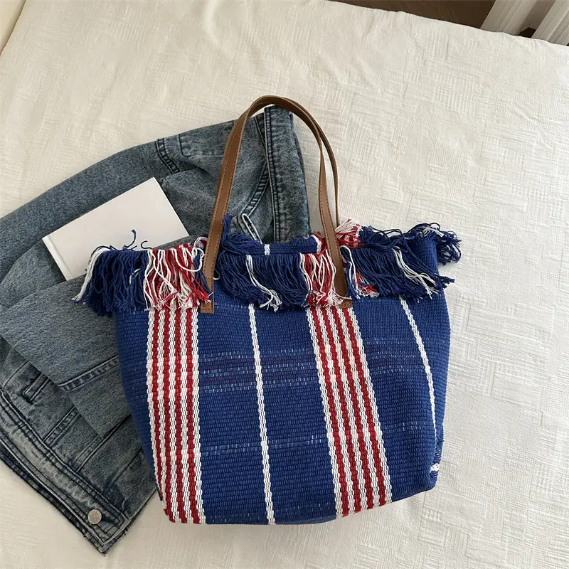 Korean Style Large Capacity Green Checkered Tote Bag for Women - Image 8