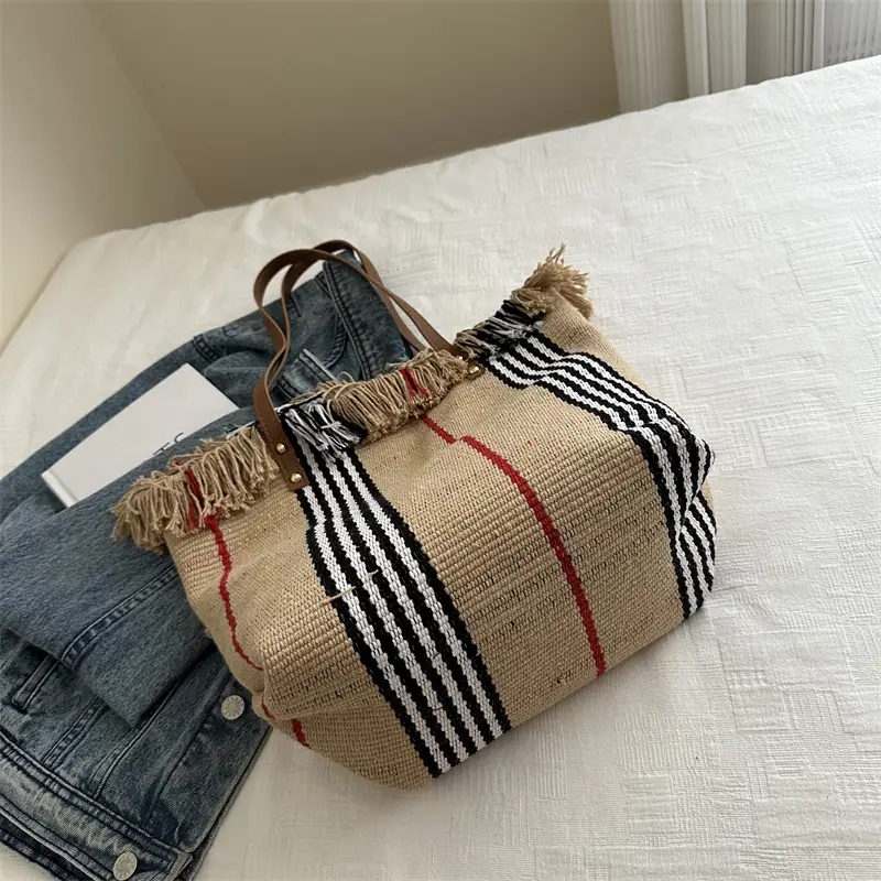 Korean Style Large Capacity Green Checkered Tote Bag for Women - Image 9