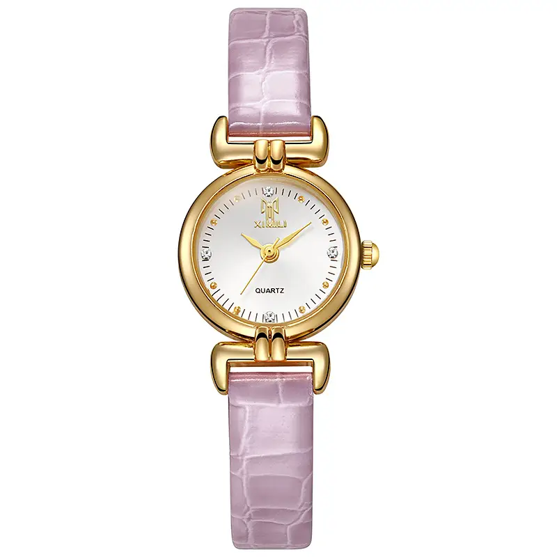 Women's Green Leather Watch with Gold Dial