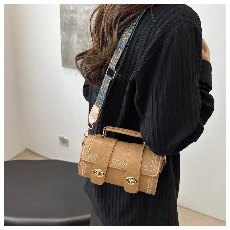 Women's 2024 Spring Summer Cylindrical Handbag with Wide Strap — feature 10
