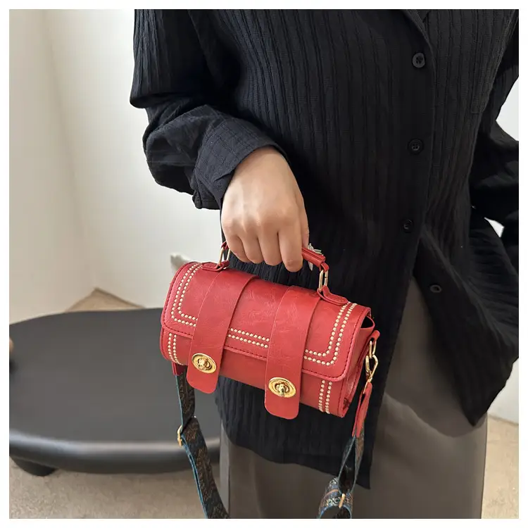 Women's 2024 Spring Summer Cylindrical Handbag with Wide Strap — feature 13