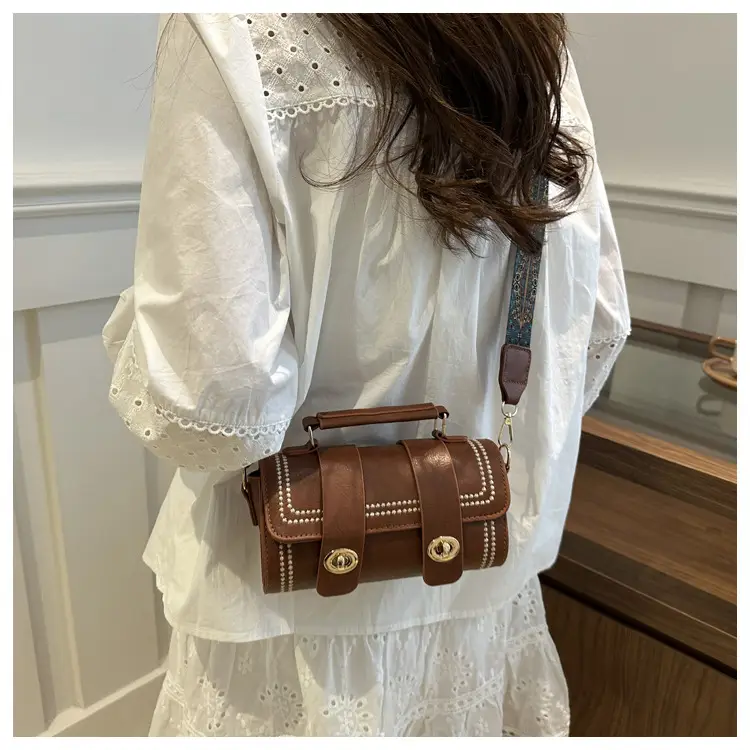 Women's 2024 Spring Summer Cylindrical Handbag with Wide Strap — feature 18