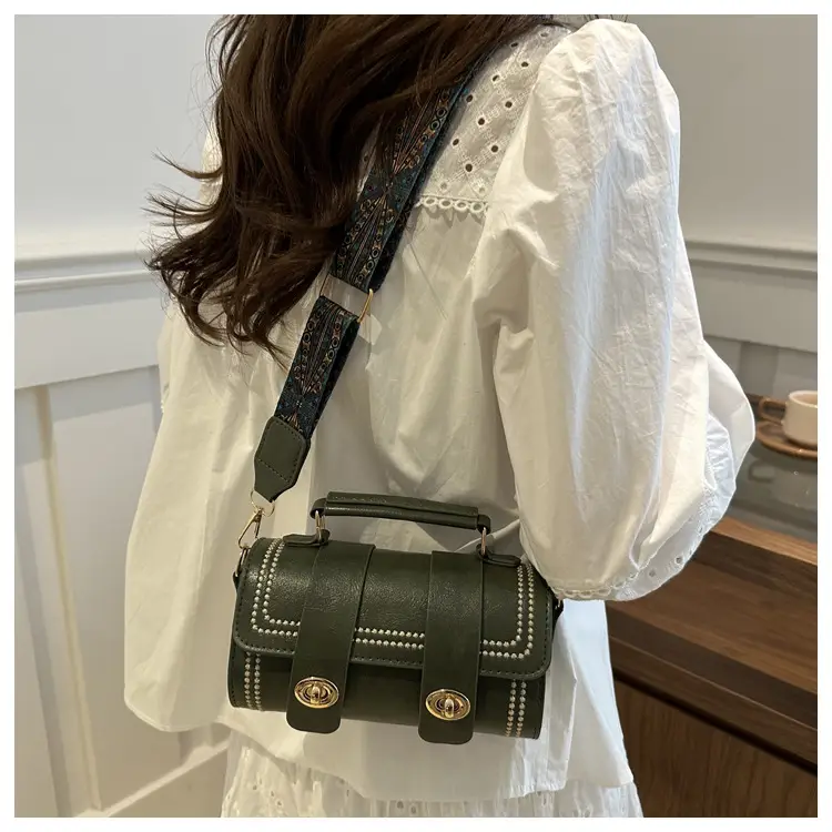Women's 2024 Spring Summer Cylindrical Handbag with Wide Strap — feature 19