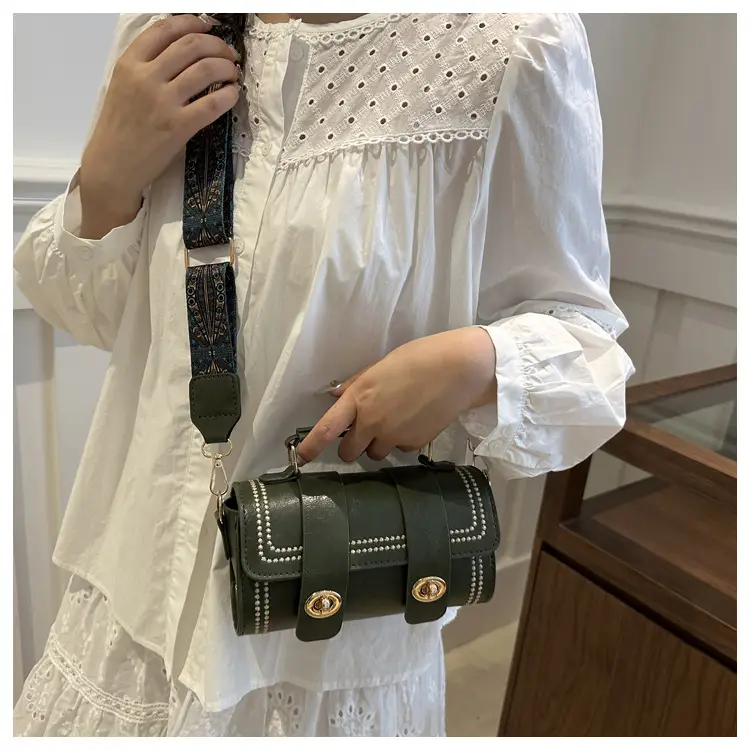 Women's 2024 Spring Summer Cylindrical Handbag with Wide Strap — feature 20