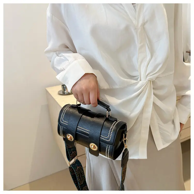 Women's 2024 Spring Summer Cylindrical Handbag with Wide Strap — feature 21