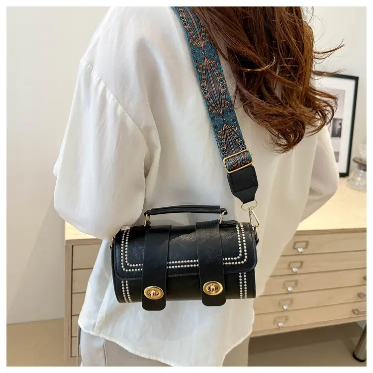 Women's 2024 Spring Summer Cylindrical Handbag with Wide Strap — feature 22