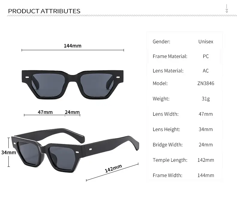Trendy Square Frame Sunglasses with Rivet Decor β feature 8