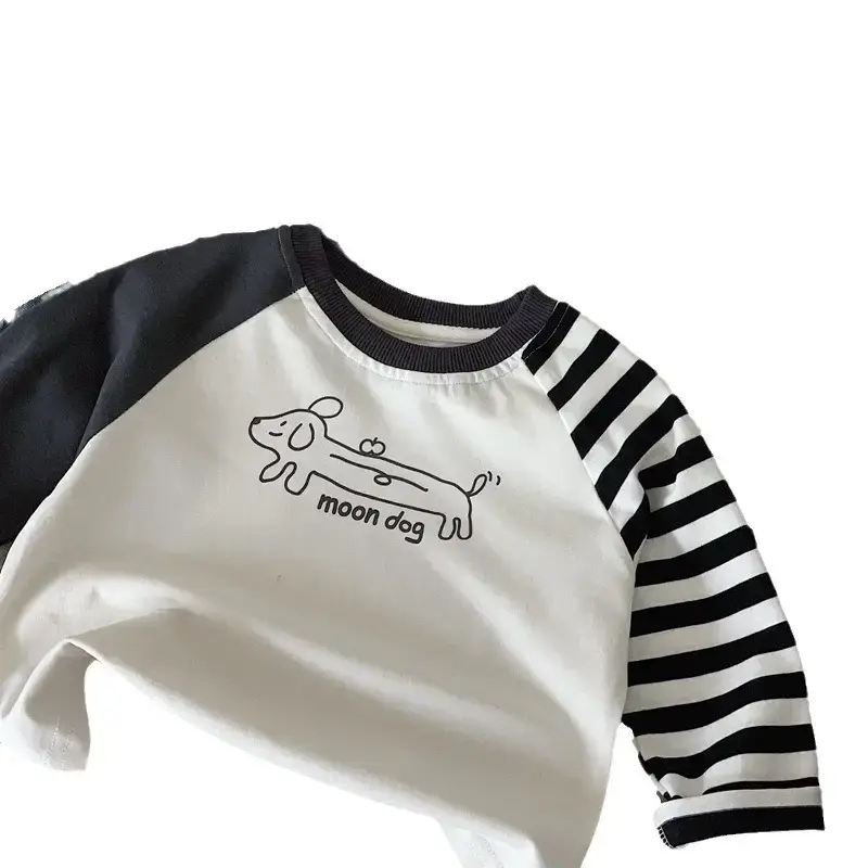 Boys Long Sleeve T-Shirt White Cotton Spring Fall 2025 - Image 5