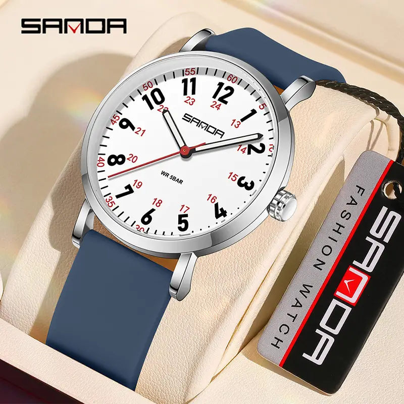 Sanda Pink Silicone Quartz Watch for Women