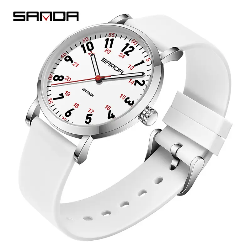 Sanda Pink Silicone Quartz Watch for Women