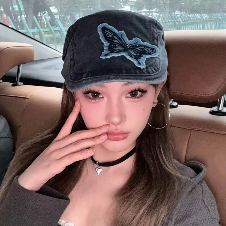 Women Butterfly Denim Cap Bow Cloth Sticker Washable - Image 6