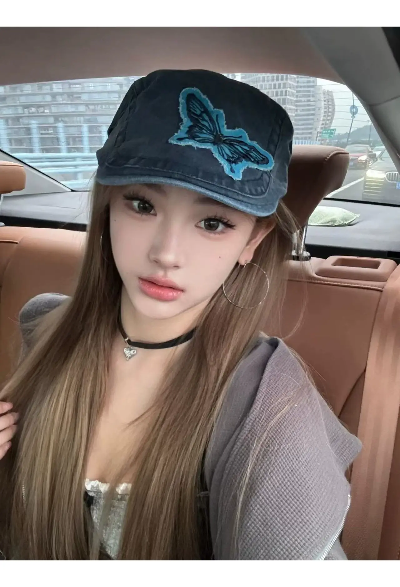 Women Butterfly Denim Cap Bow Cloth Sticker Washable — feature 4