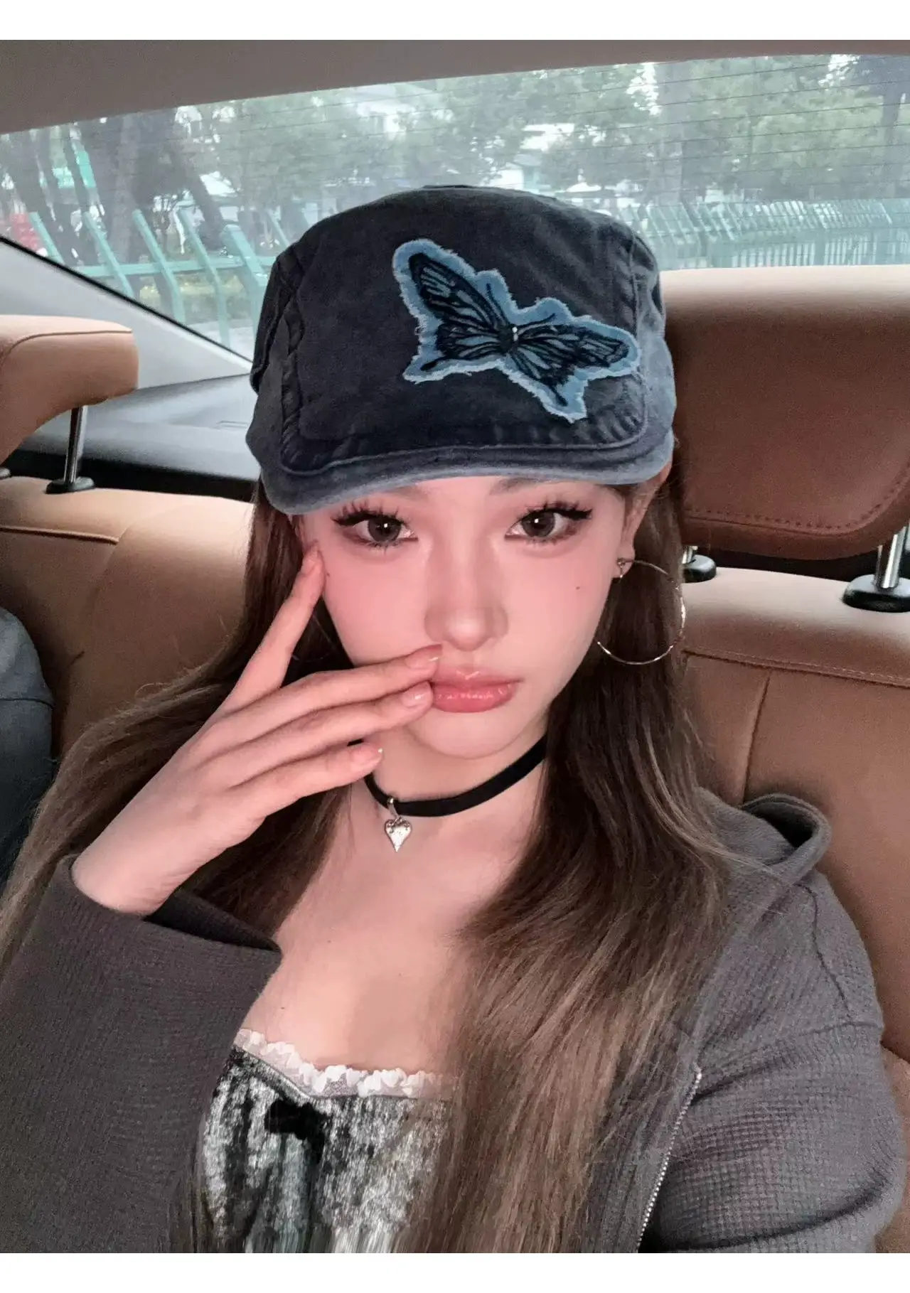 Women Butterfly Denim Cap Bow Cloth Sticker Washable — feature 6