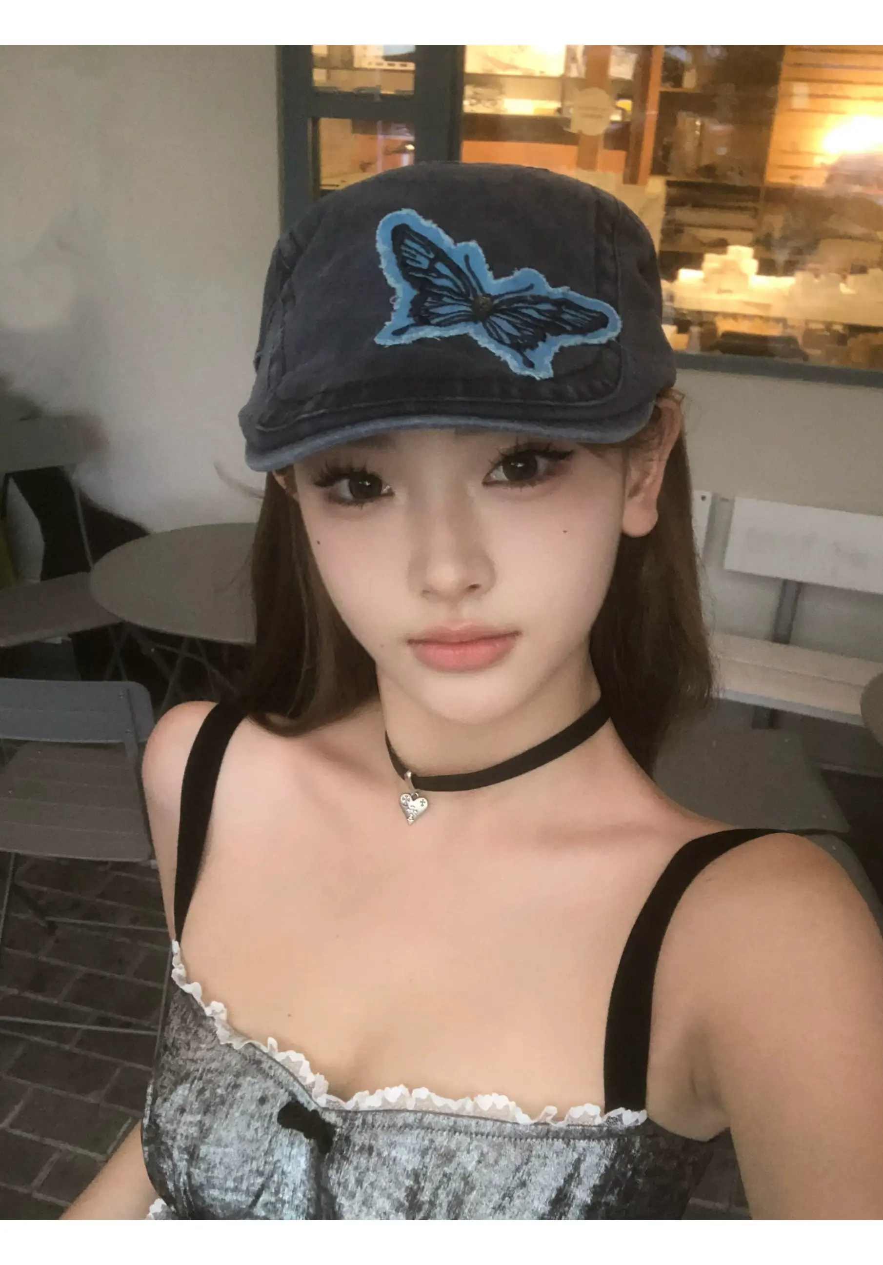 Women Butterfly Denim Cap Bow Cloth Sticker Washable — feature 7