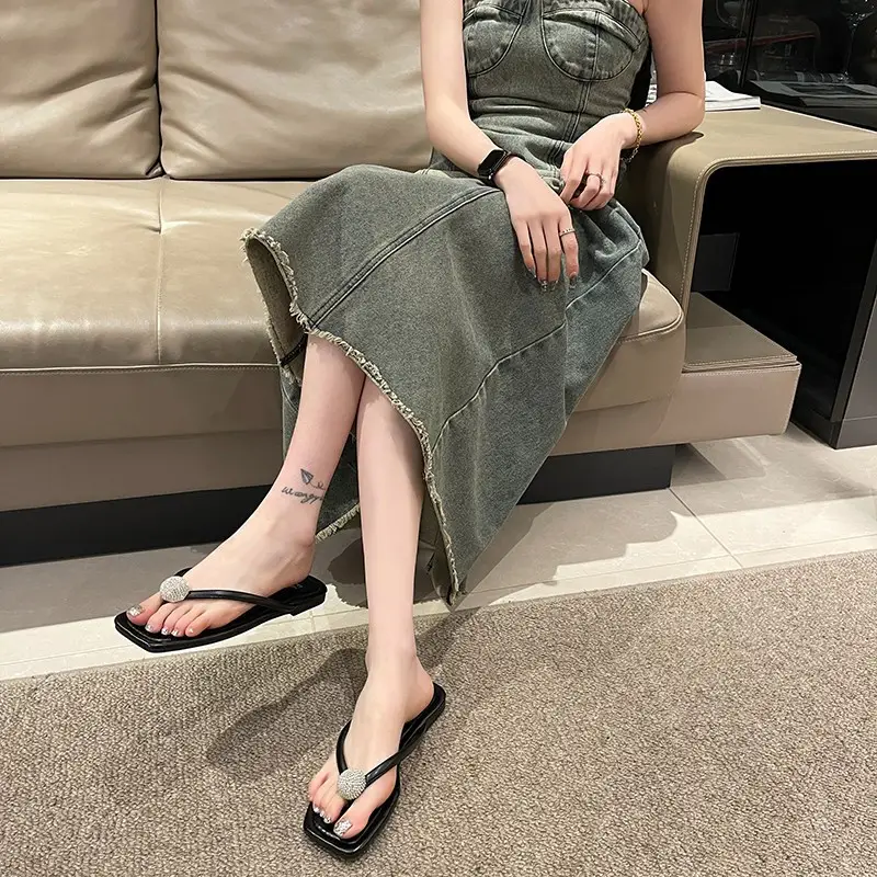 Fairy Style Flip-flops for Women's Outer Wear 2024 New Flats Bottom Versatile Flip-flops Non-slip Summer Seaside Beach Sandals - Image 7